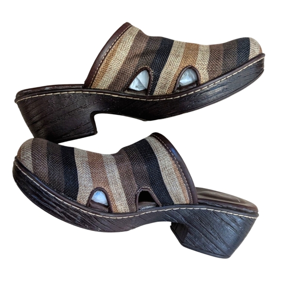 BOC Brown And Black Striped Clogs Wedges 9 - Picture 8 of 10